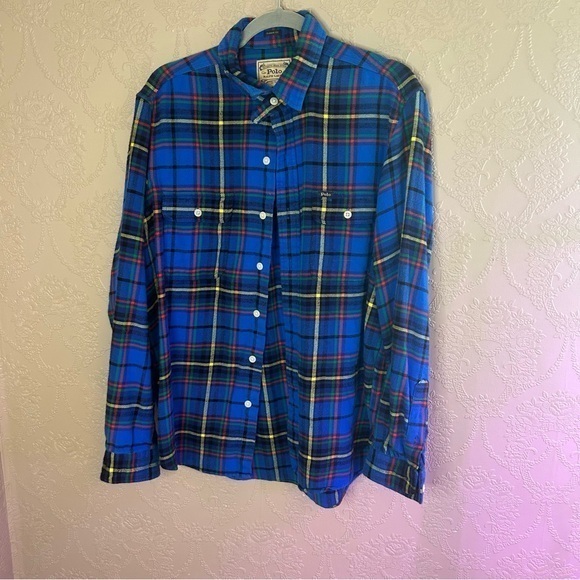 Ralph Lauren Other - Blue Plaid Men's Shirt Polo Ralph Lauren L great condition 100% cotton